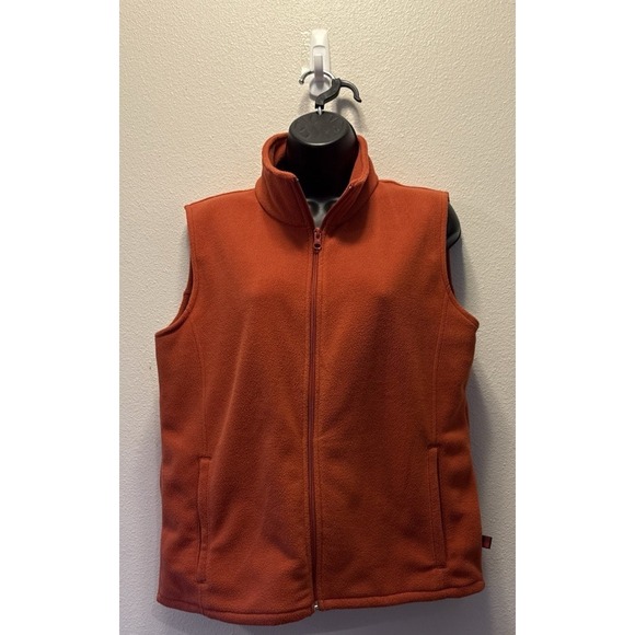 Woolrich Women's Burnt Orange Fleece Zip Vest Size Medium‎ - Picture 1 of 4